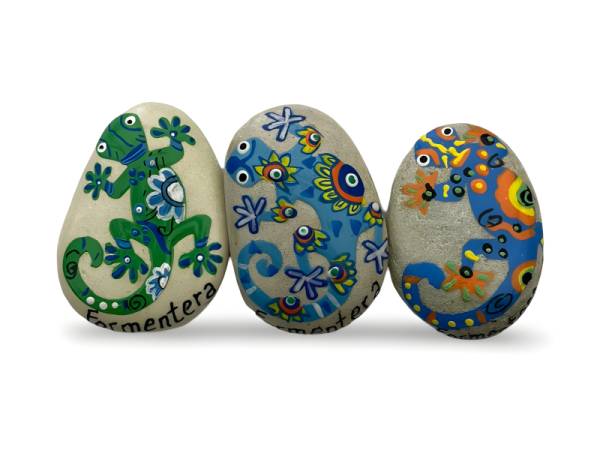 7334509 - Etnico iman piedra lagarto colores formentera
