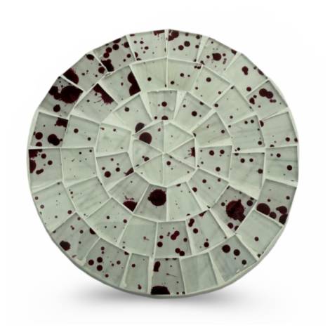 7334680 - Etnico posavasos cristal redondo blanco rojo manchas