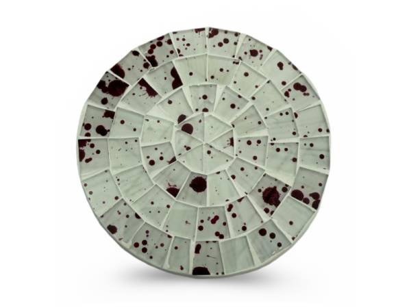 7334680 - Etnico posavasos cristal redondo blanco rojo manchas