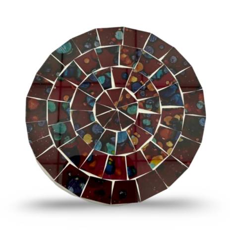 7334682 - Etnico posavasos cristal redondo rojo manchas