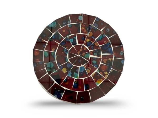 7334682 - Etnico posavasos cristal redondo rojo manchas