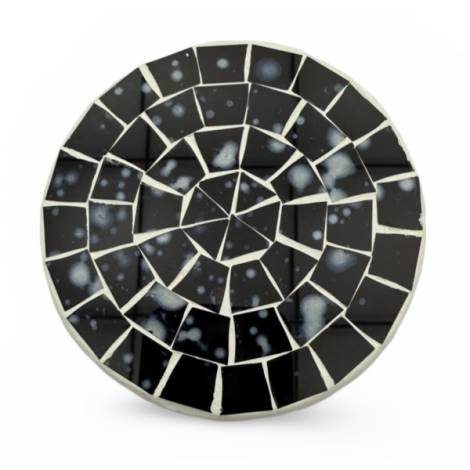7334683 - Etnico posavasos cristal redondo negro manchas