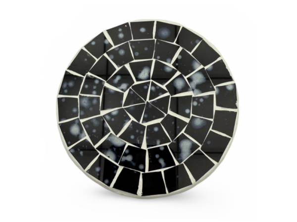 7334683 - Etnico posavasos cristal redondo negro manchas