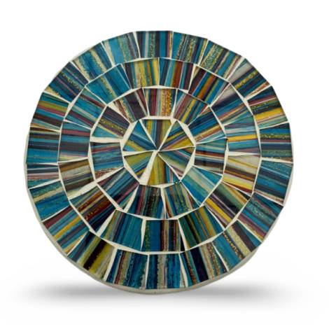 7334684 - Etnico posavasos cristal redondo azul