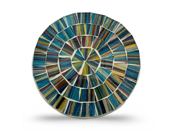 7334684 - Etnico posavasos cristal redondo azul