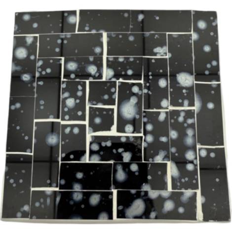 7334687 - Etnico posavasos cristal cuadrado negro manchas