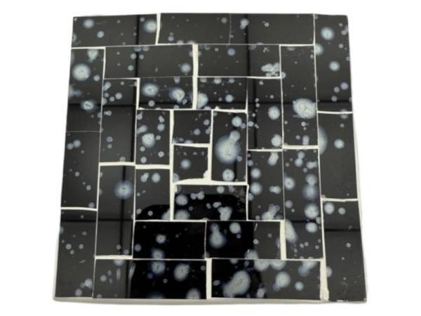 7334687 - Etnico posavasos cristal cuadrado negro manchas