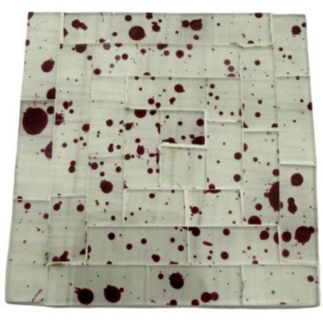 7334689 - Etnico posavasos cristal cuadrado blanco manchas rojas