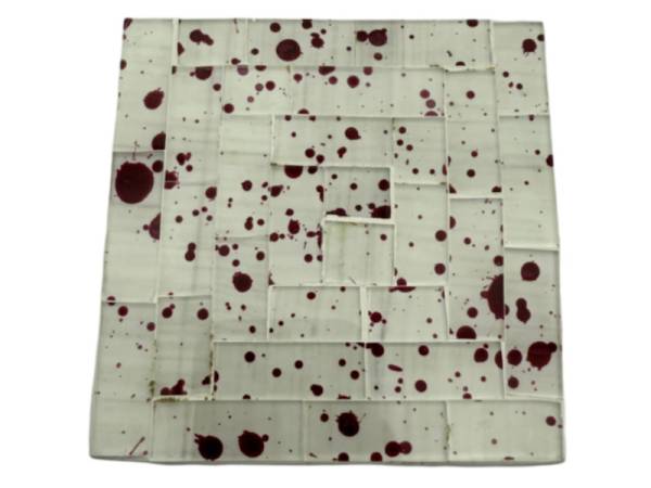 7334689 - Etnico posavasos cristal cuadrado blanco manchas rojas