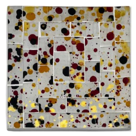 7334780 - Etnico posavasos cerámica cristal 10cm cuadrado puntos