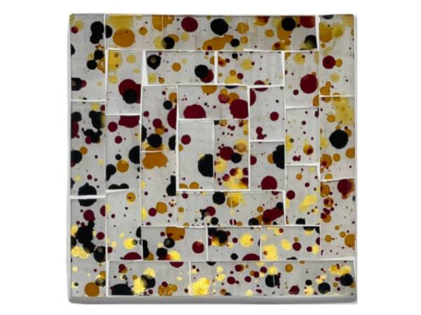 7334780 - Etnico posavasos cerámica cristal 10cm cuadrado puntos