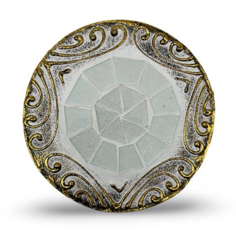 7334893 - Etnico posavaso redondo relieve cristal 1 blanco
