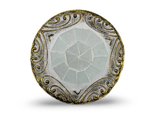 7334893 - Etnico posavaso redondo relieve cristal 1 blanco