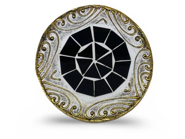 7334894 - Etnico posavaso redondo relieve cristal 2 negro