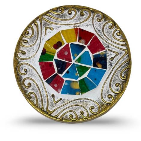 7334895 - Etnico posavaso redondo relieve cristal 3 colores