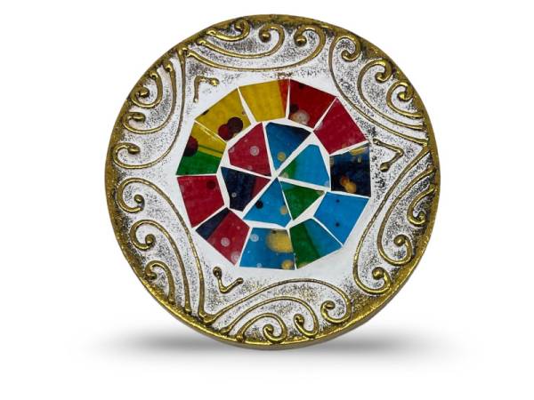 7334895 - Etnico posavaso redondo relieve cristal 3 colores