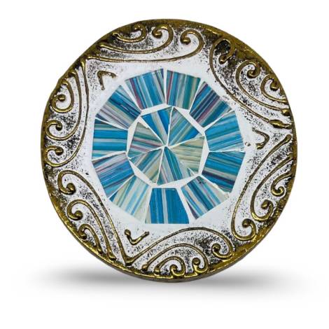 7334896 - Etnico posavaso redondo relieve cristal 4 azul