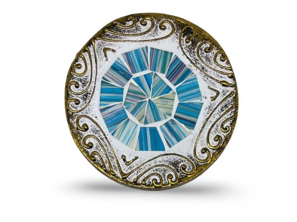7334896 - Etnico posavaso redondo relieve cristal 4 azul