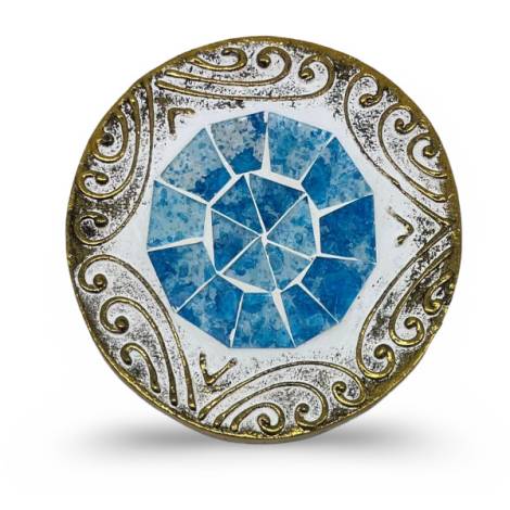 7334897 - Etnico posavaso redondo relieve cristal 5 azul