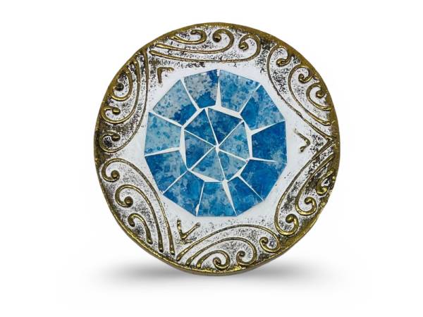 7334897 - Etnico posavaso redondo relieve cristal 5 azul
