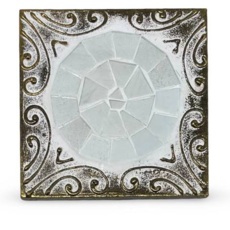 7334899 - Etnico posavaso cuadrado relieve cristal 1 blanco