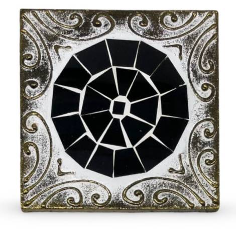 7334900 - Etnico posavaso cuadrado relieve cristal 2 negro