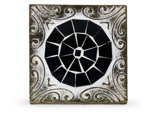 7334900 - Etnico posavaso cuadrado relieve cristal 2 negro