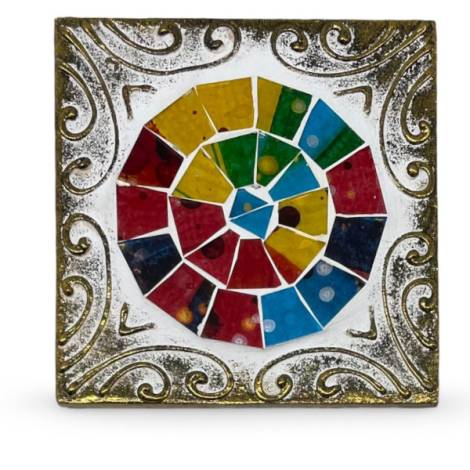 7334901 - Etnico posavaso cuadrado relieve cristal 3 colores