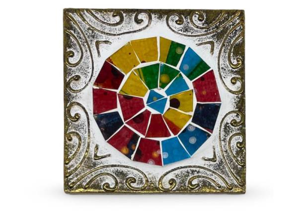 7334901 - Etnico posavaso cuadrado relieve cristal 3 colores