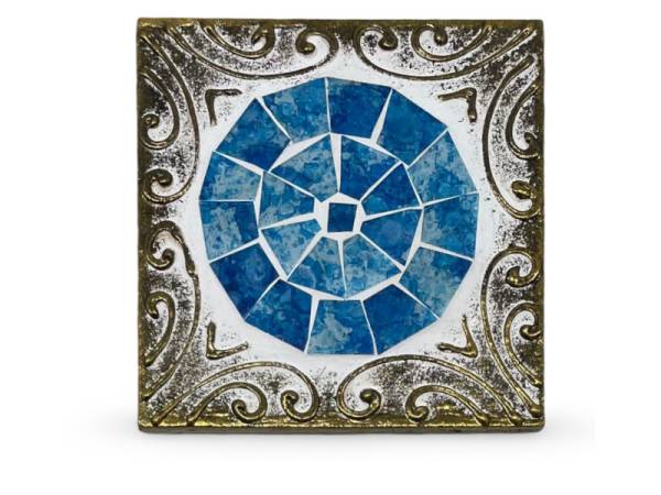 7334903 - Etnico posavaso cuadrado relieve cristal 5 azul