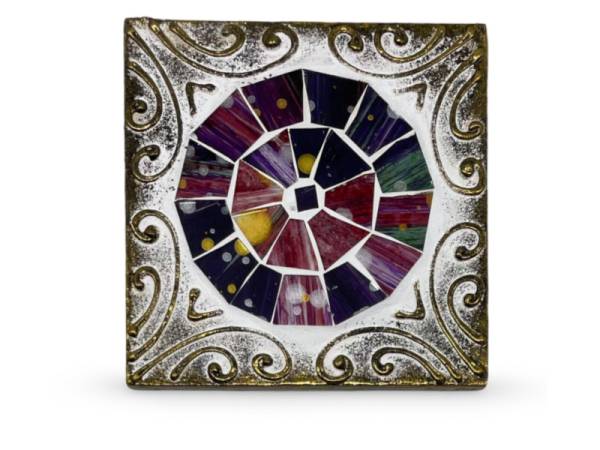 7334904 - Etnico posavaso cuadrado relieve cristal 6 colores