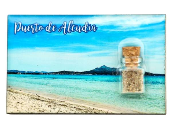 8977967 - Iman madera botella Puerto Alcudia 8x5cm