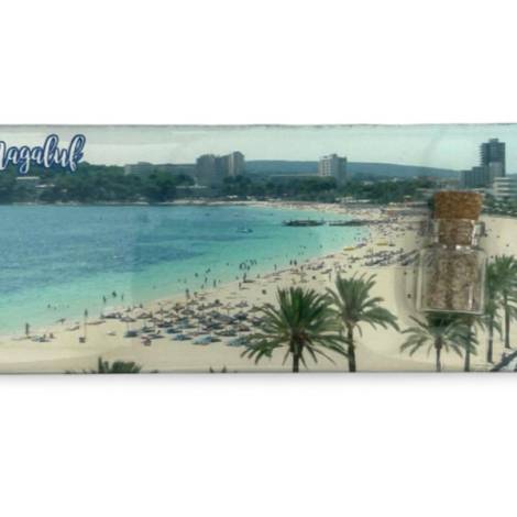 8977975 - Iman madera botella Magaluf 12x5cm