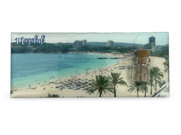 8977975 - Iman madera botella Magaluf 12x5cm