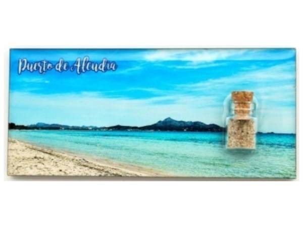 8977980 - Iman madera botella Pto Alcudia 12x5cm