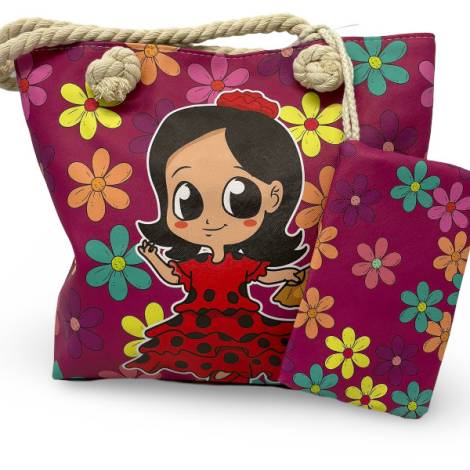 8978380 - Sa.co kid bag 30.5*23 sevillana abanico margaritas n24