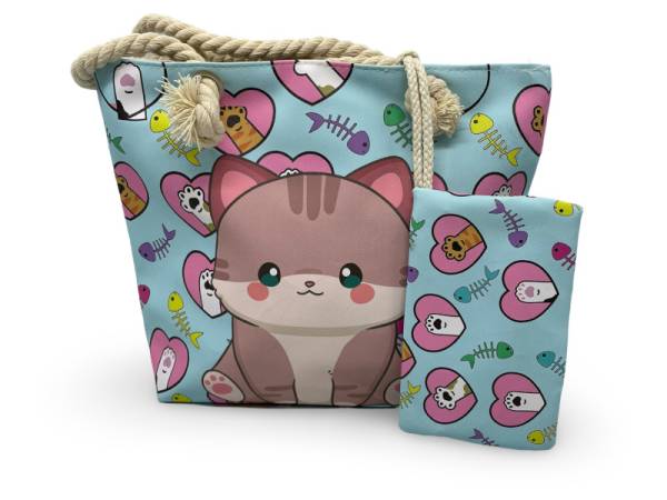 8978384 - Sa.co kid bag 30.5*23 gato corazones espina n28