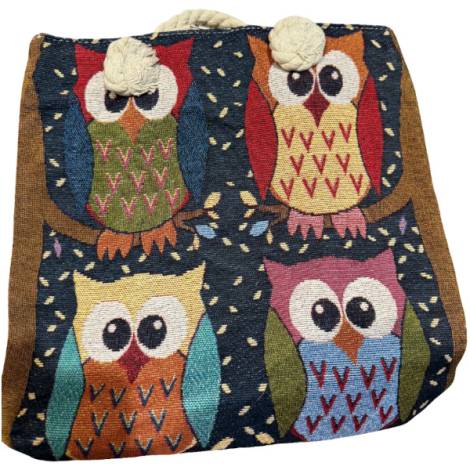 8978572 - Sa.co bolso 6 búhos color rama 35x34 cm