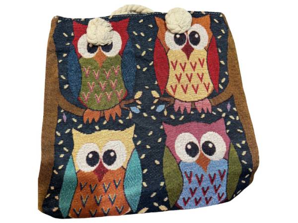 8978572 - Sa.co bolso 6 búhos color rama 35x34 cm
