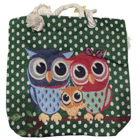 8978579 - Sa.co bolso buho rama fondo azul circulo 35x34 cm