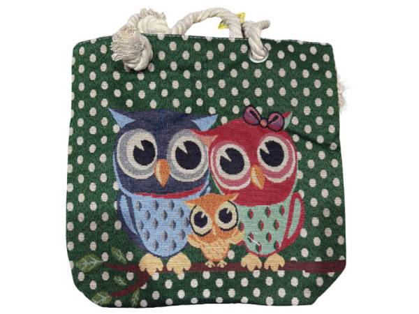 8978579 - Sa.co bolso buho rama fondo azul circulo 35x34 cm