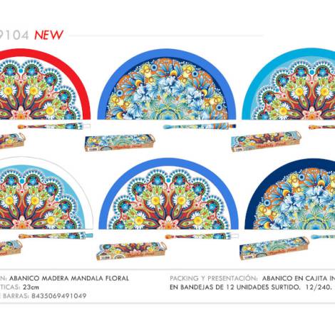 967086 - Abanico 9104 madera mandala floral 23 cm
