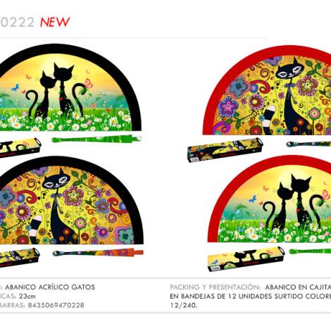 967091 - Abanico 70222 acrilico gatos 23 cm