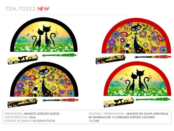 967091 - Abanico 70222 acrilico gatos 23 cm