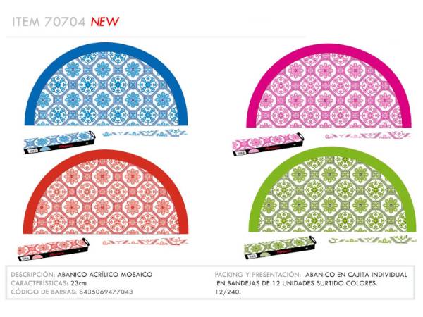 967092 - Abanico 70704 acrilico mosaico 23 cm