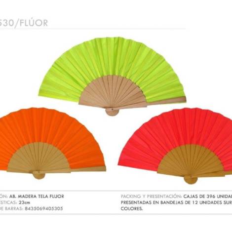 967104 - Abanico 530 madera tela flúor 23 cm