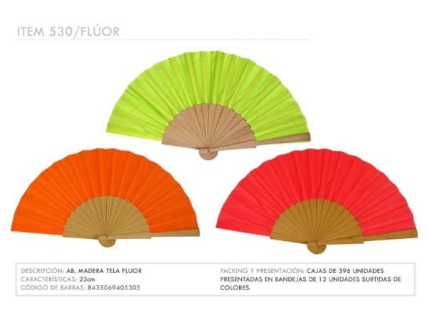 967104 - Abanico 530 madera tela flúor 23 cm