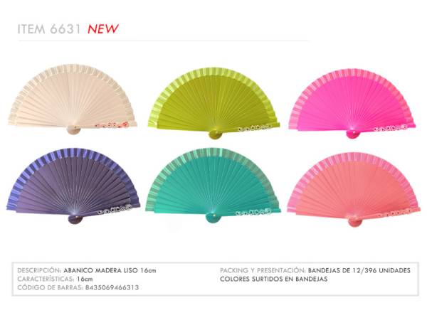 967122 - Abanico 6631 madera liso 16 cm