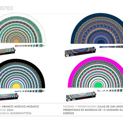 967123 - Abanico 70703 acrilico mosaico 23 cm