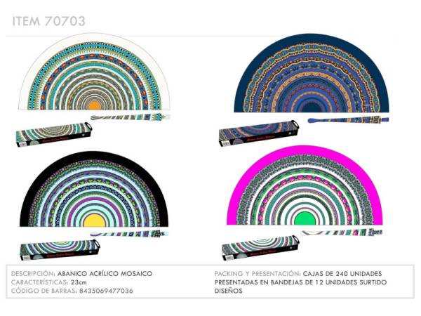 967123 - Abanico 70703 acrilico mosaico 23 cm